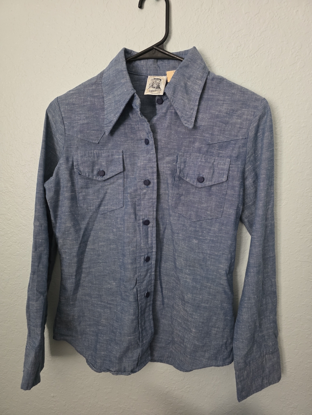 Vintage 1970s Kennington Disney Mickey Minnie Mouse Western Chambray Shirt Sz 11